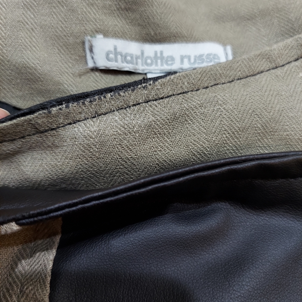 Charlotte Russe Olive And Black Faux Leather Moto Jacket Women's S - Picture 16 of 16
